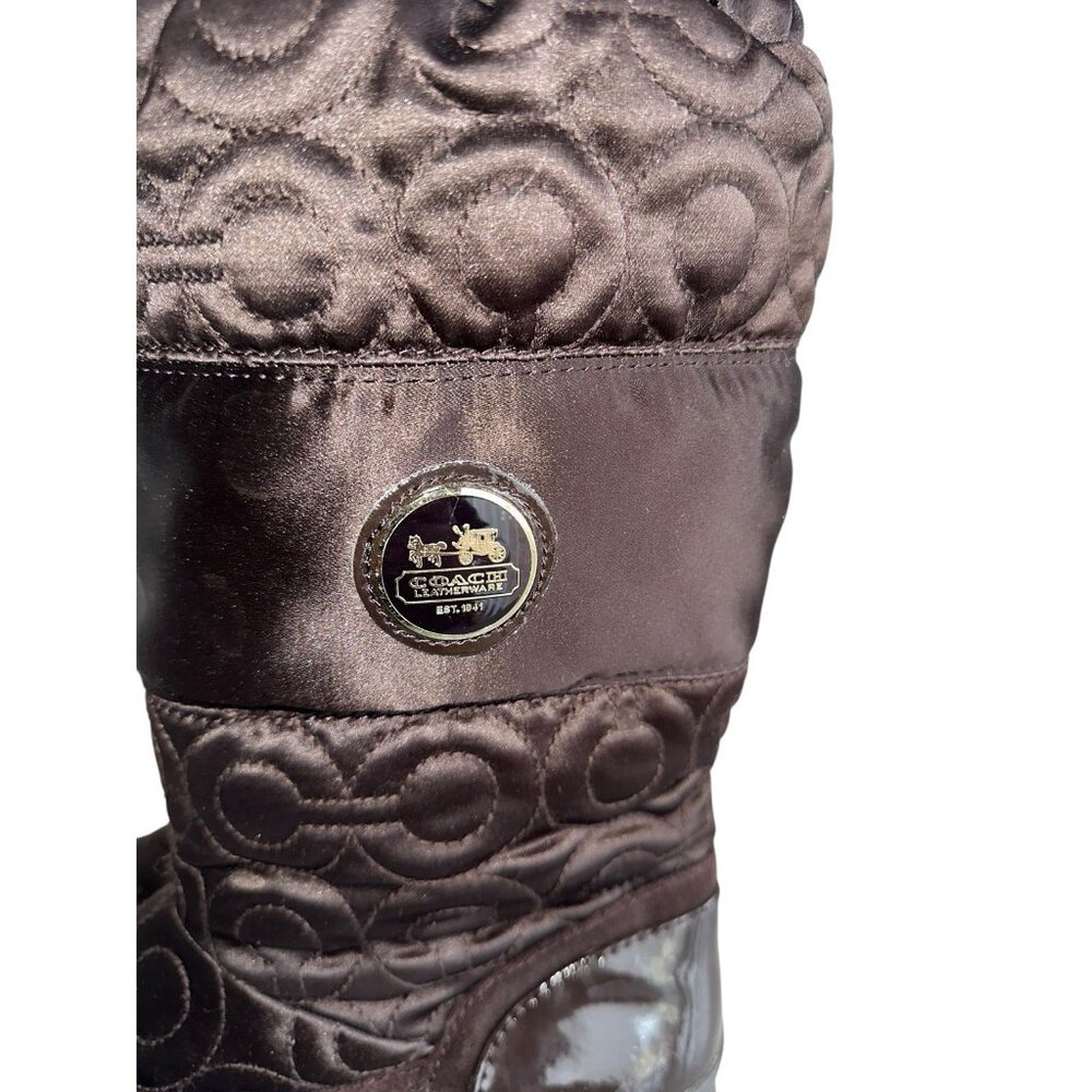 COACH Drexel A7274 Chocolate Brown Quilted Winter Boots Women's Size 7B - Picture 4 of 9